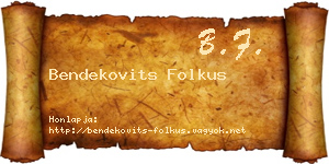 Bendekovits Folkus névjegykártya